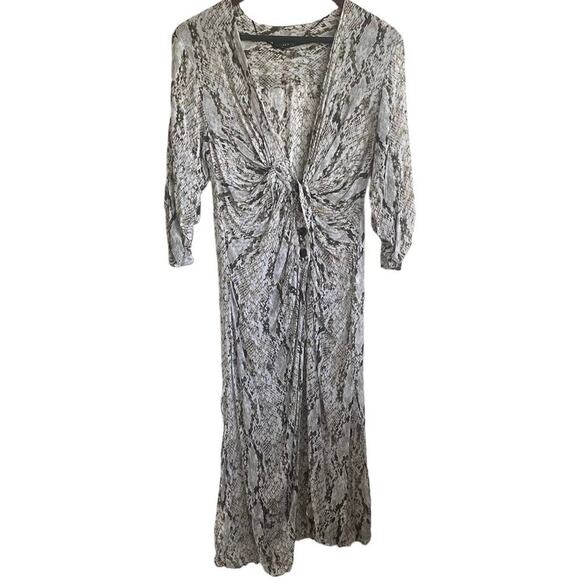 Zara Dresses & Skirts - Zara‎ Women Wrap Dress S Reptile Print Surplice Neck High Slits Boho Chic Beachy